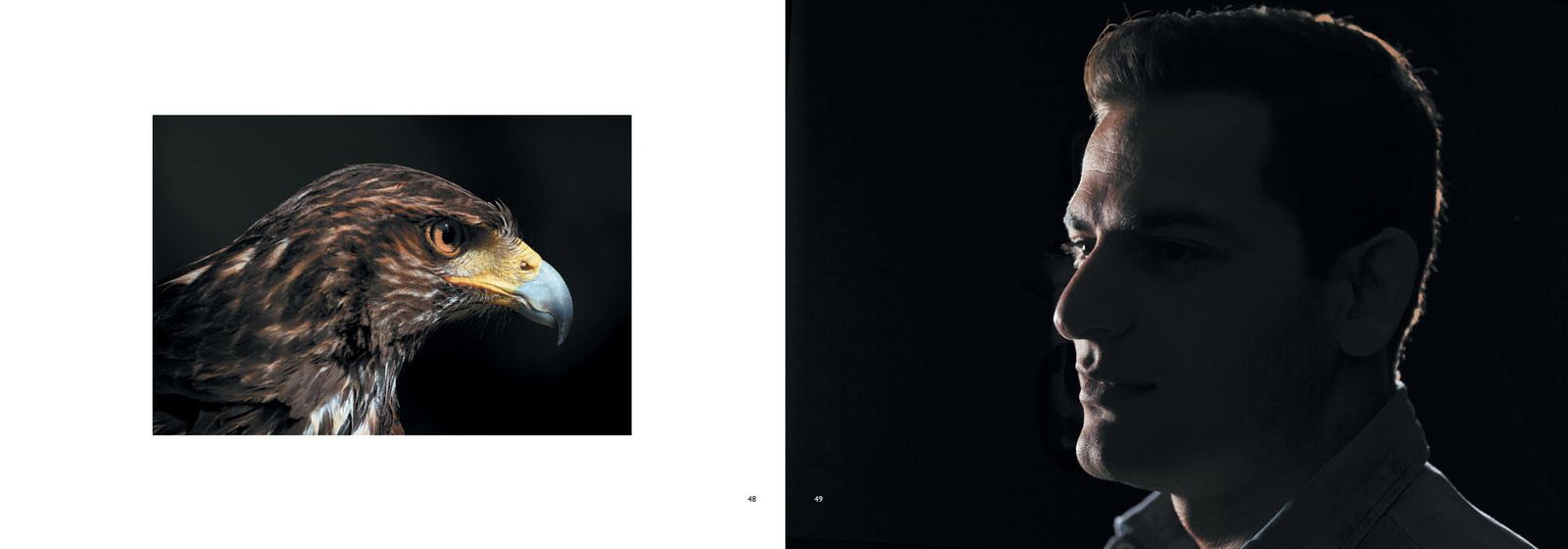 Two pages from PORTRAITS / on the road, 48–49