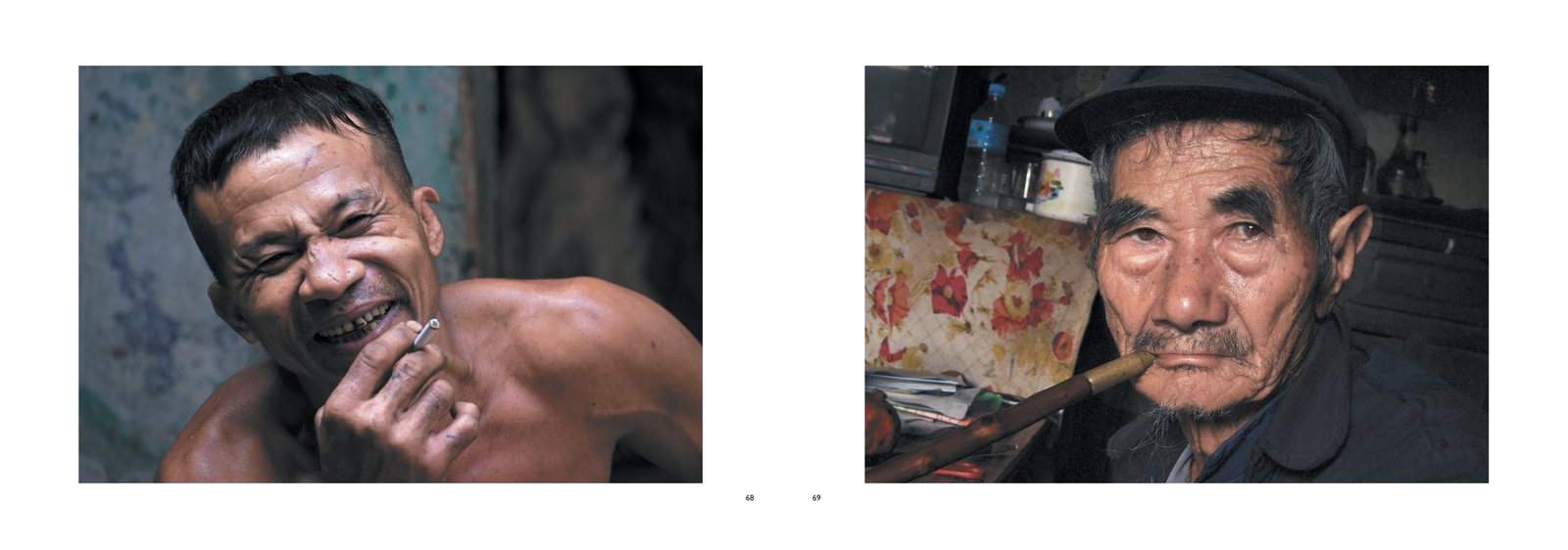 Two pages from PORTRAITS / on the road, 68–69